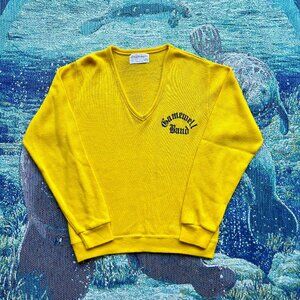 Vintage 60s High School Varsity Band V Neck Sweater Creslan and Rayon
